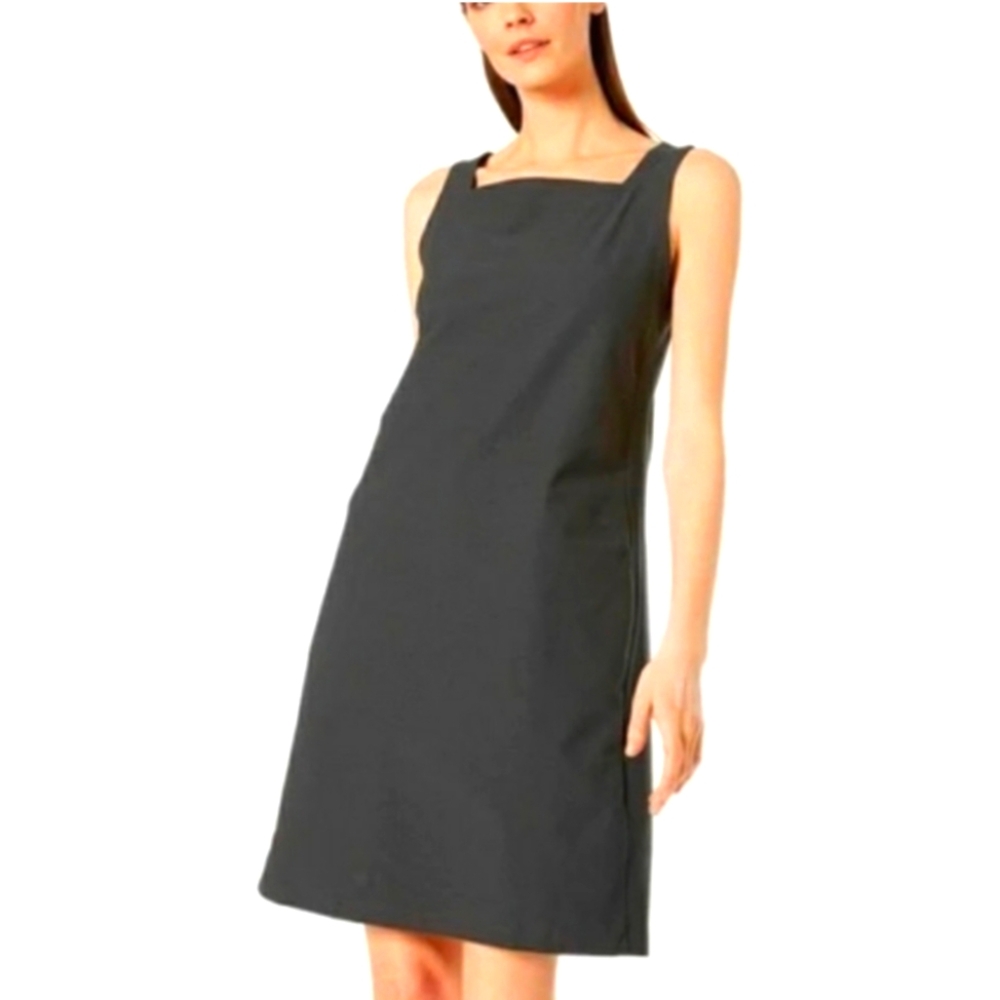 Eileen Fisher Graphite Square Neck Sleeveless Shift Dress